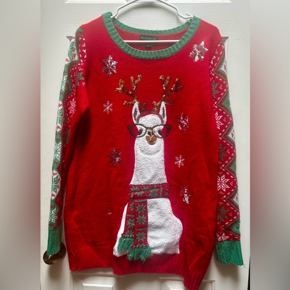 BLIZZARD BAY Festive Llama Christmas Holiday Ugly Party Sweater Woman’s Large